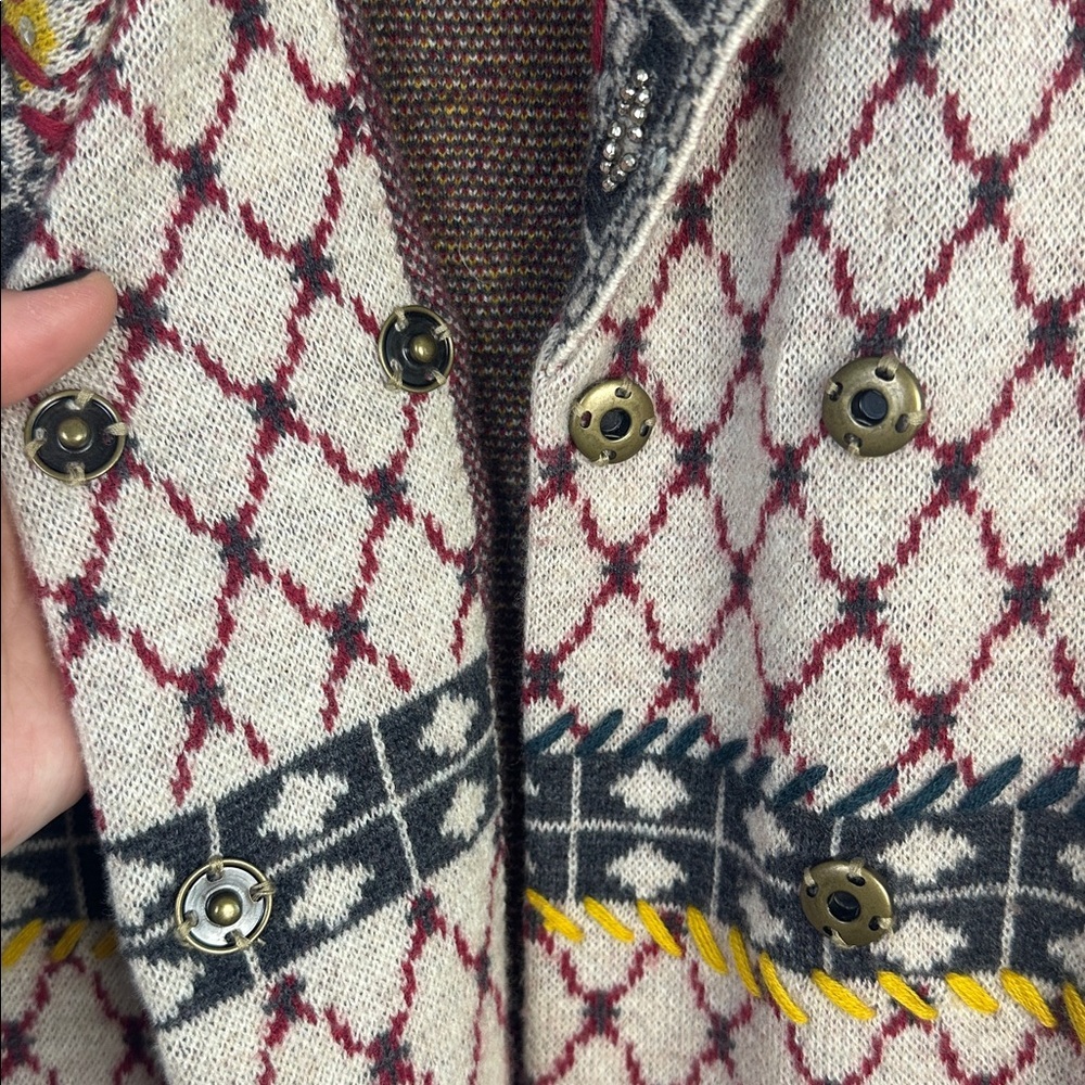 Anthropologie Angel of the North Satpura Sweater Coat Small Wool Beaded Bohemian - Picture 10 of 16